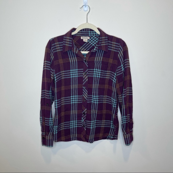 Lucky Brand Tops - Lucky Brand Plaid Purple Button Up Flannel Top